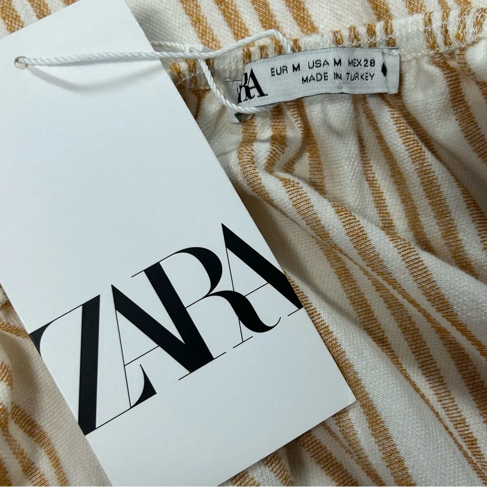 Zara Halter Maxi Dress Womens Size M Cotton Blend Striped NWT Minimalist Coastal